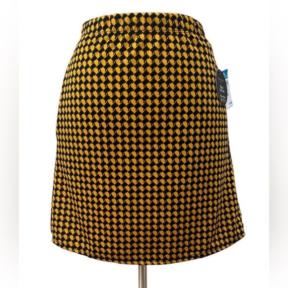 Houndstooth a line mini skirt plus size Chic Yellow and Black - Picture 1 of 5